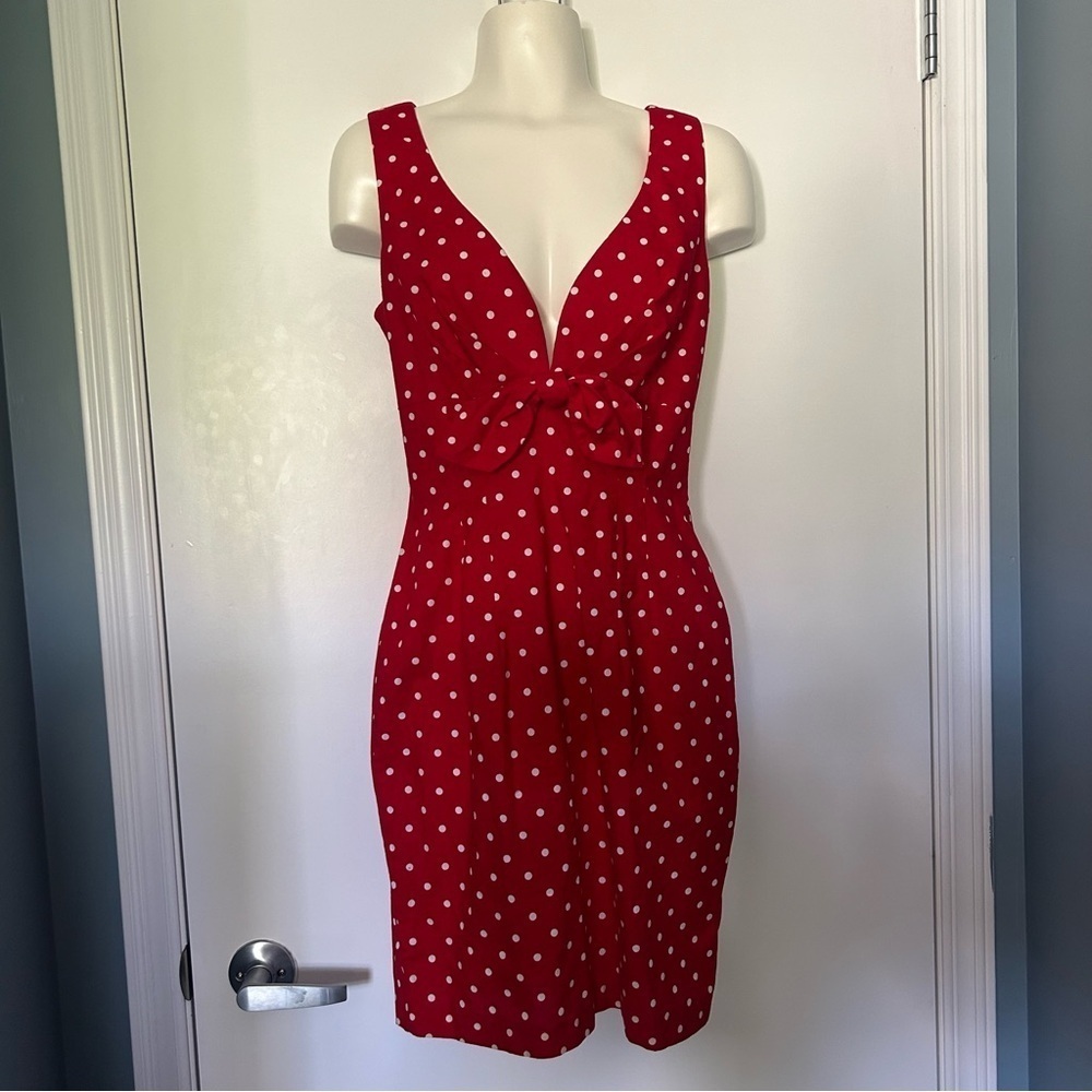 Moda Int’l Vintage & Retro Red & White Polkadot Pencil Skirt Pin-up Style Dress